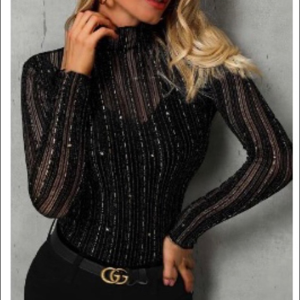 ChicMe- Blouse. Black & Gold. Size M. Barely used